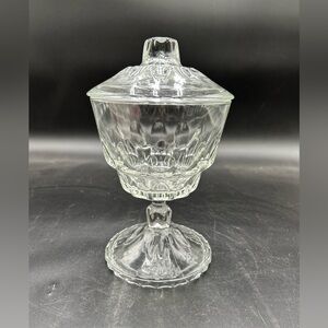 Hazel atlas Reflection Elegant Clear Glass lidded candy dish compote